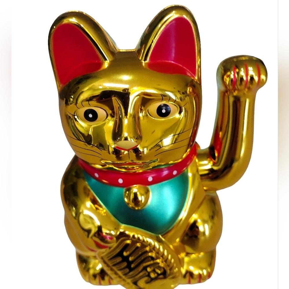 6 Inch Lucky Cat Waving Arm Maneki Neko Lucky Beckoning Feng Shui Wealth